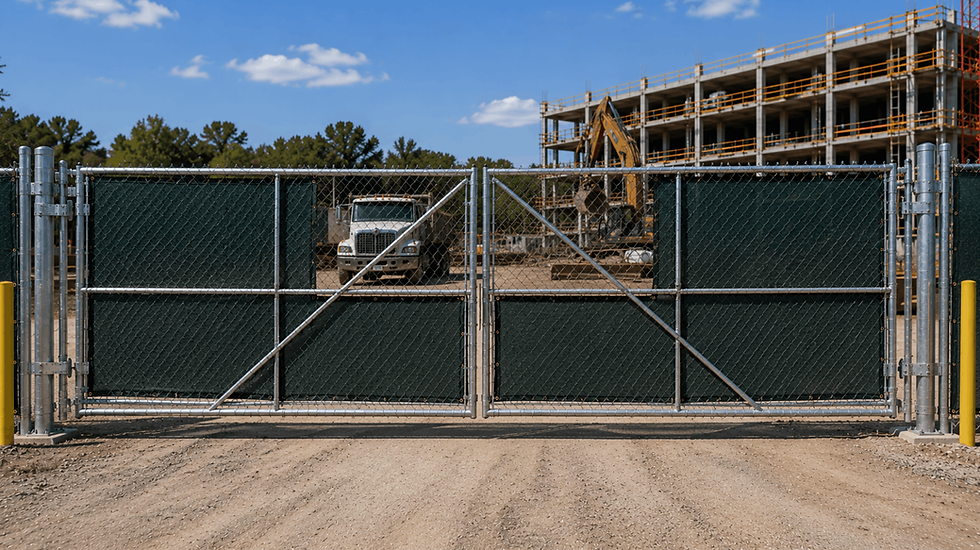 Commercial vehicle gates at a construction site entrance