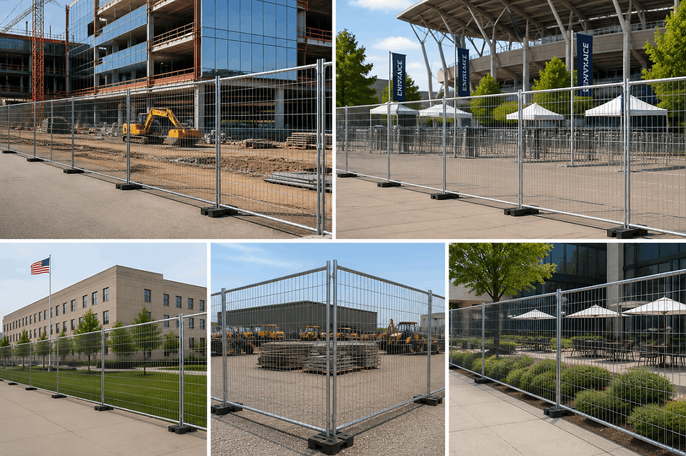 Welded wire panels used for various temporary fencing needs.