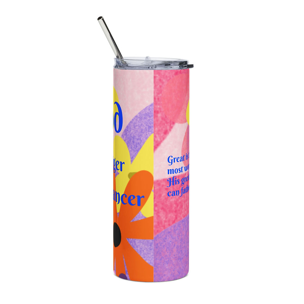 Thumbnail: 20oz Floral Scripture Tumbler — 'Great is the Lord' Psalm Stainless Steel Cup