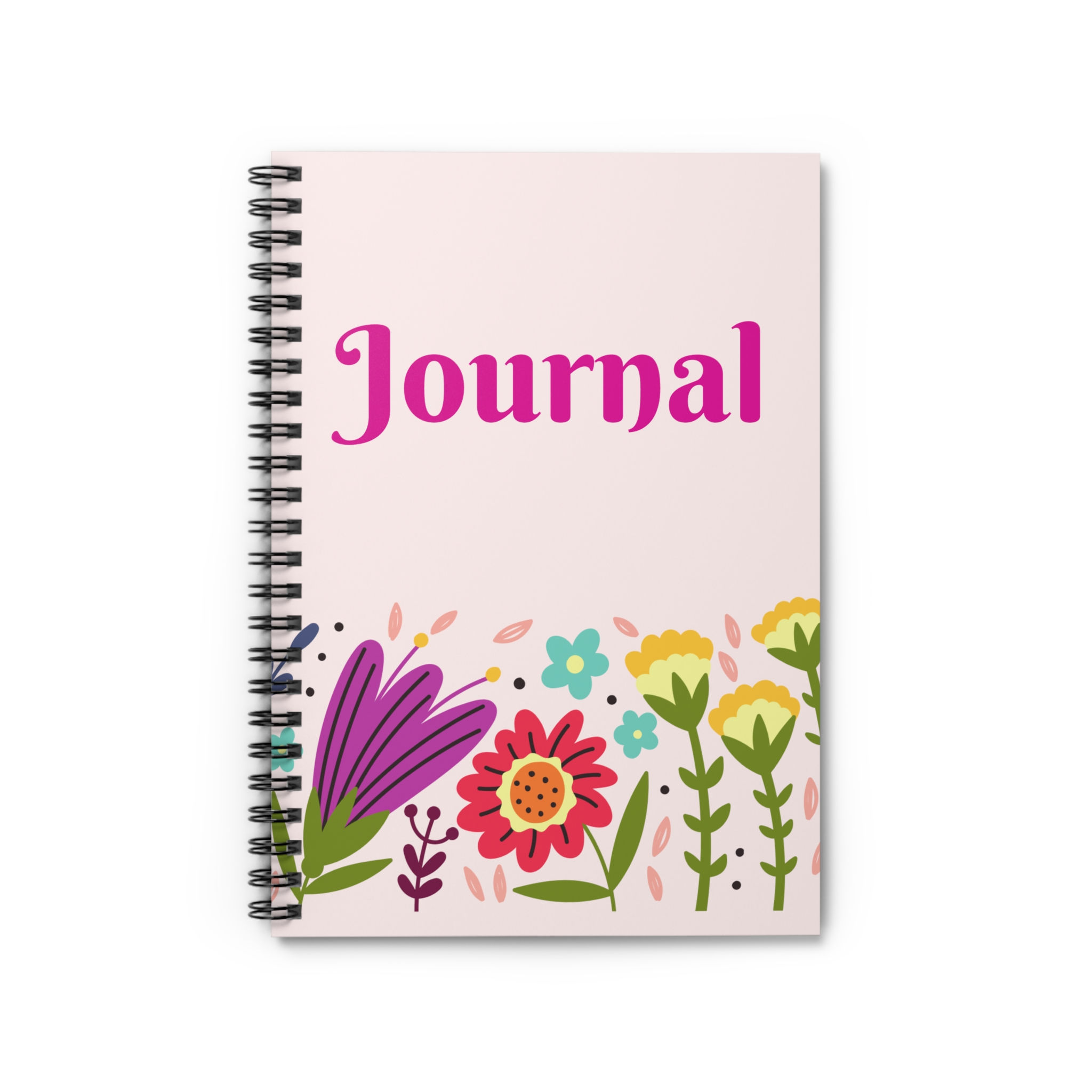 Floral 'Journal' Spiral Notebook — Pink Ruled-Lined Journal for Women