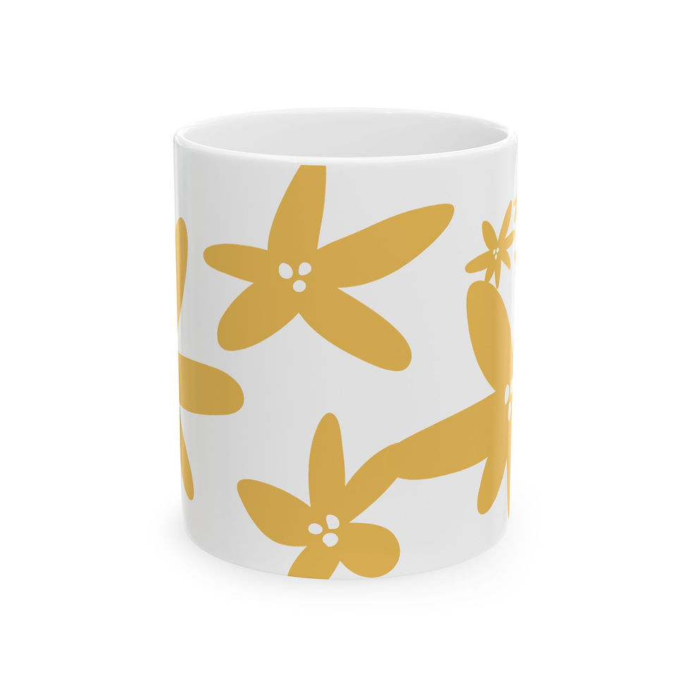 Thumbnail: Floral Daisy Ceramic Mug — Yellow Hand-Drawn Flower Coffee Cup (11oz & 15oz)