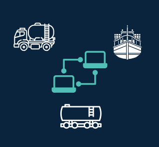 Data Integration Marine, Rail, Truck Logistics Illustration