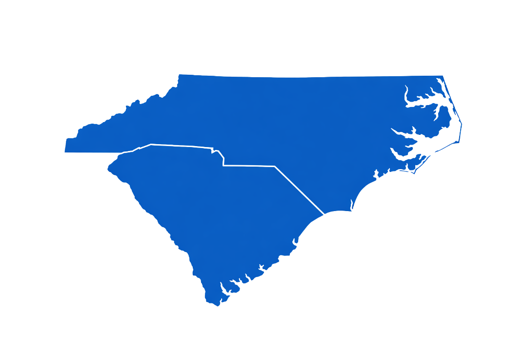 North Carolina, South Carolina state outline