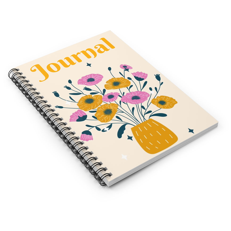 Thumbnail: Floral Journal Spiral Notebook — Pink & Mustard Bouquet, Ruled Lined Pages