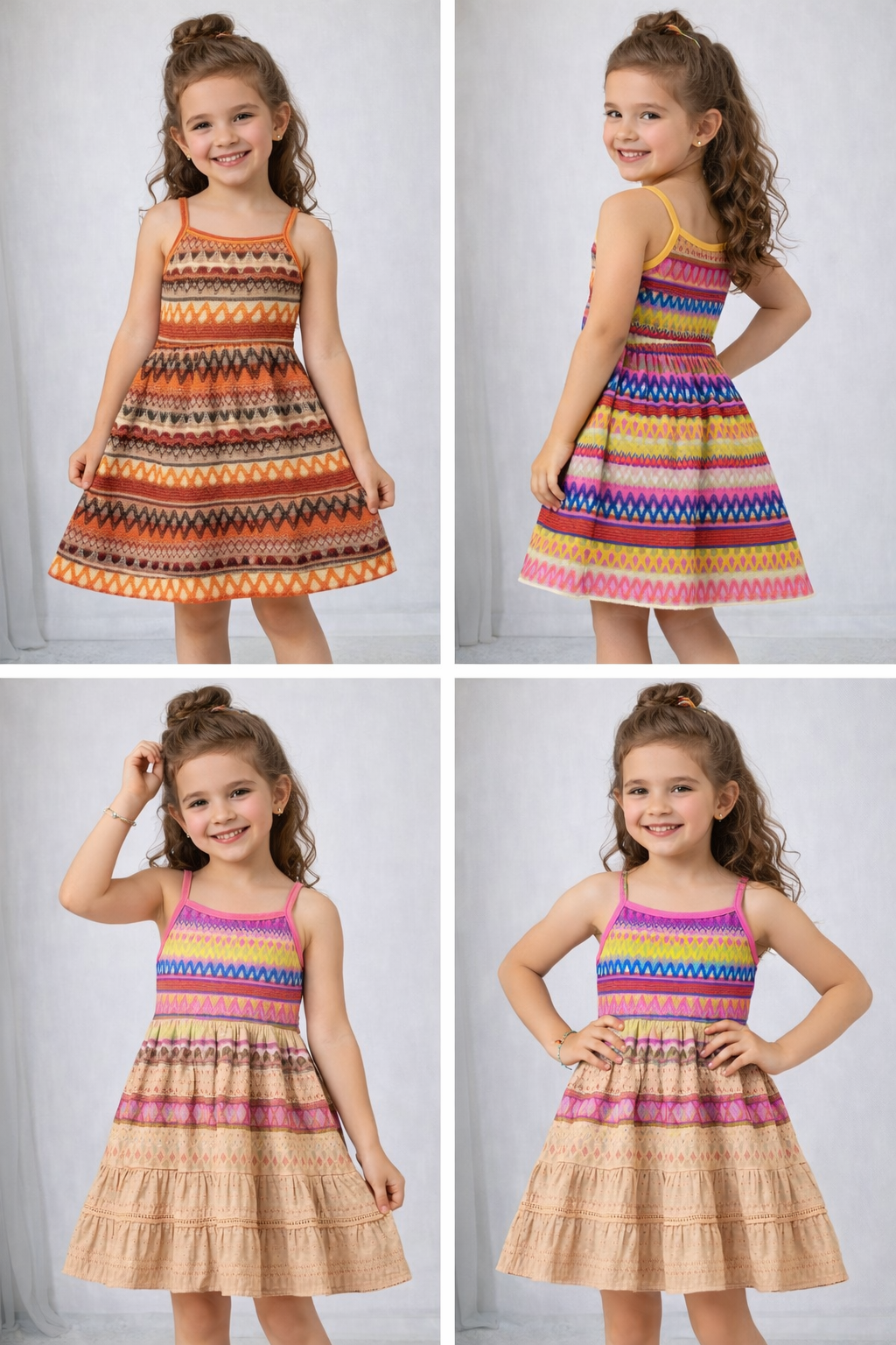 Embroidered Girls Multiple Colors Dress