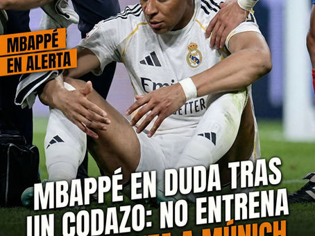 Mbappé en duda tras un codazo: no entrena pero apunta a Múnich.