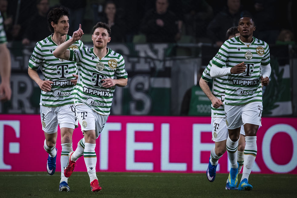Celebración del gol del Ferencváros TC por parte del jugador Gabi Kanikovski. Foto: (Javier Zambrano).
