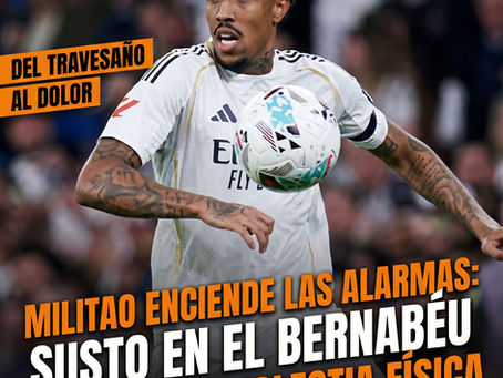 Militao enciende las alarmas: susto en el Bernabéu tras nueva molestia física.