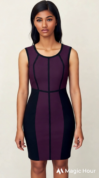 Thumbnail: Black & Purple Body-Fitting Dress