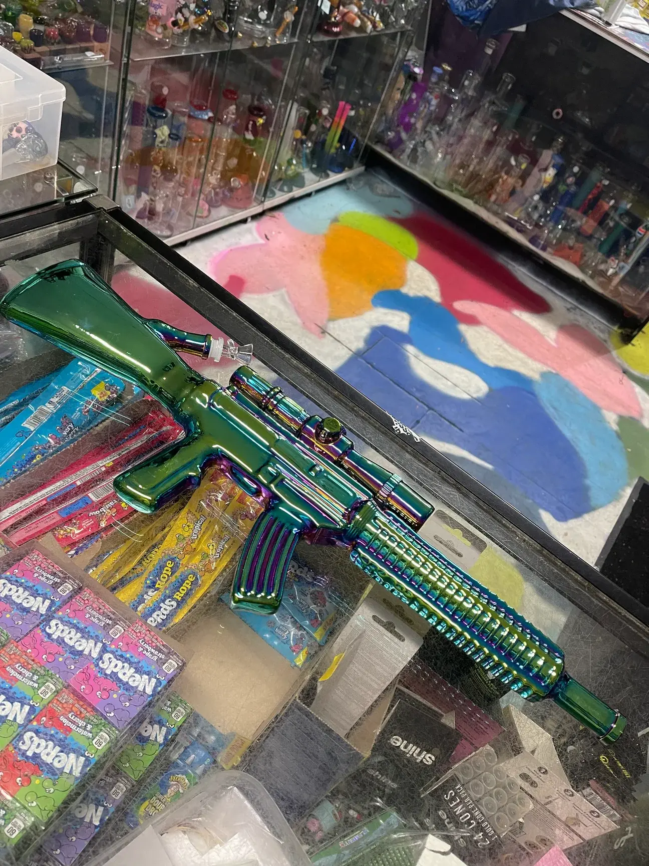 Aqua coloured sniper rifle