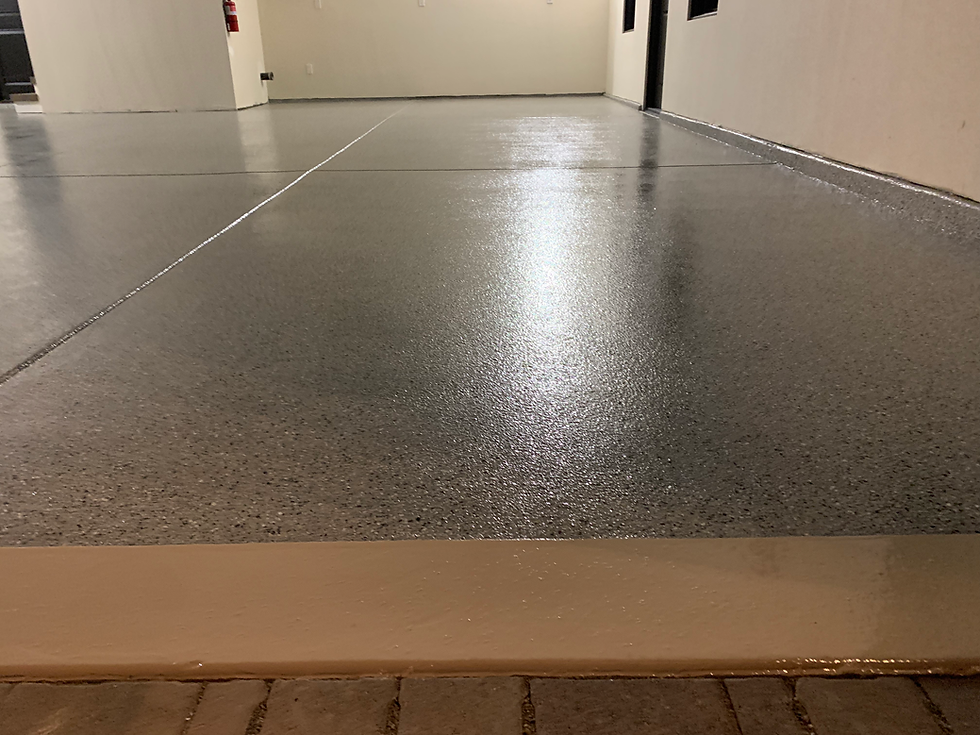 garage epoxy floor coating with polyaspartic topcoat.