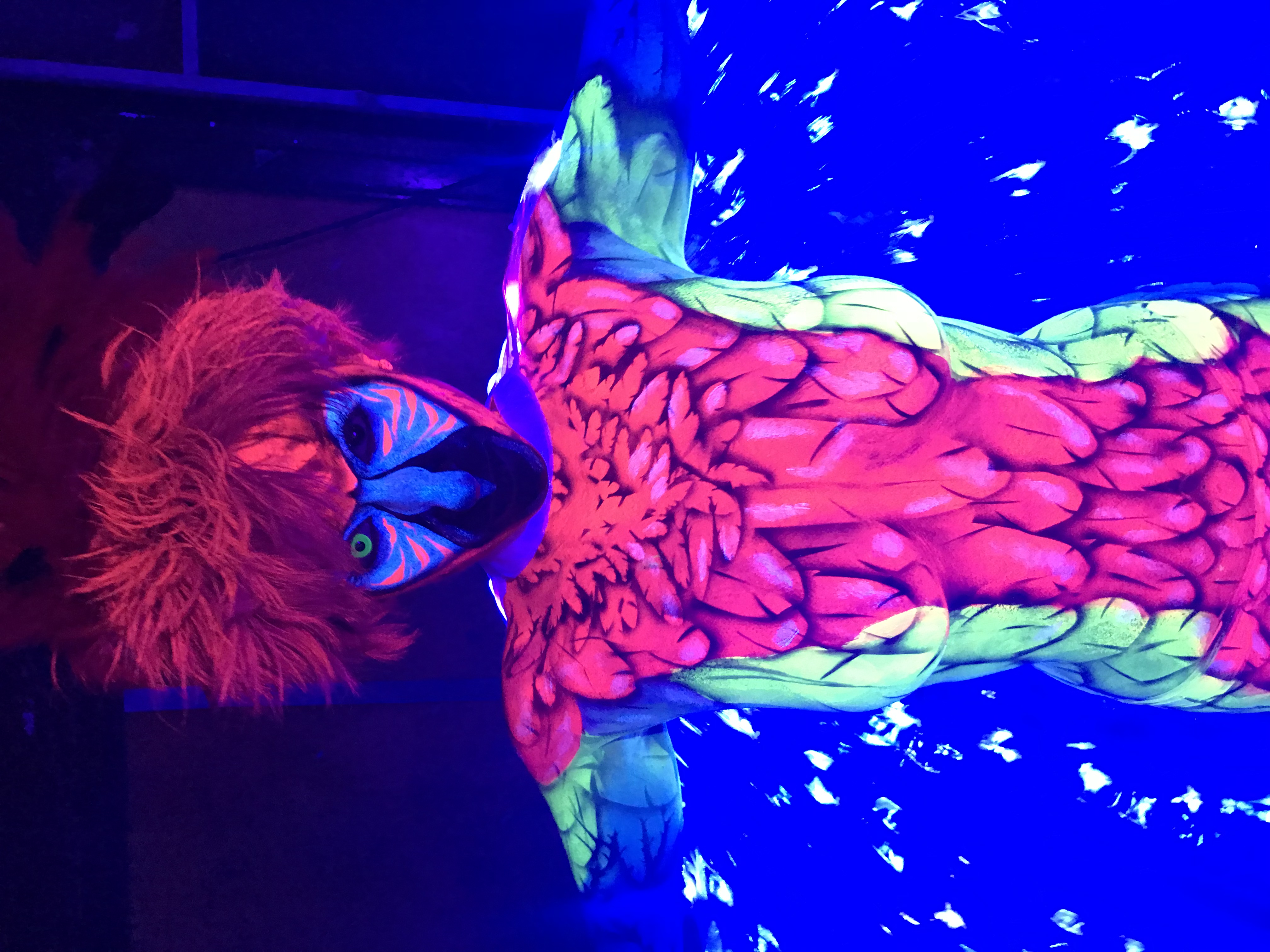 Parrot Body Painting - UV Neon Paint