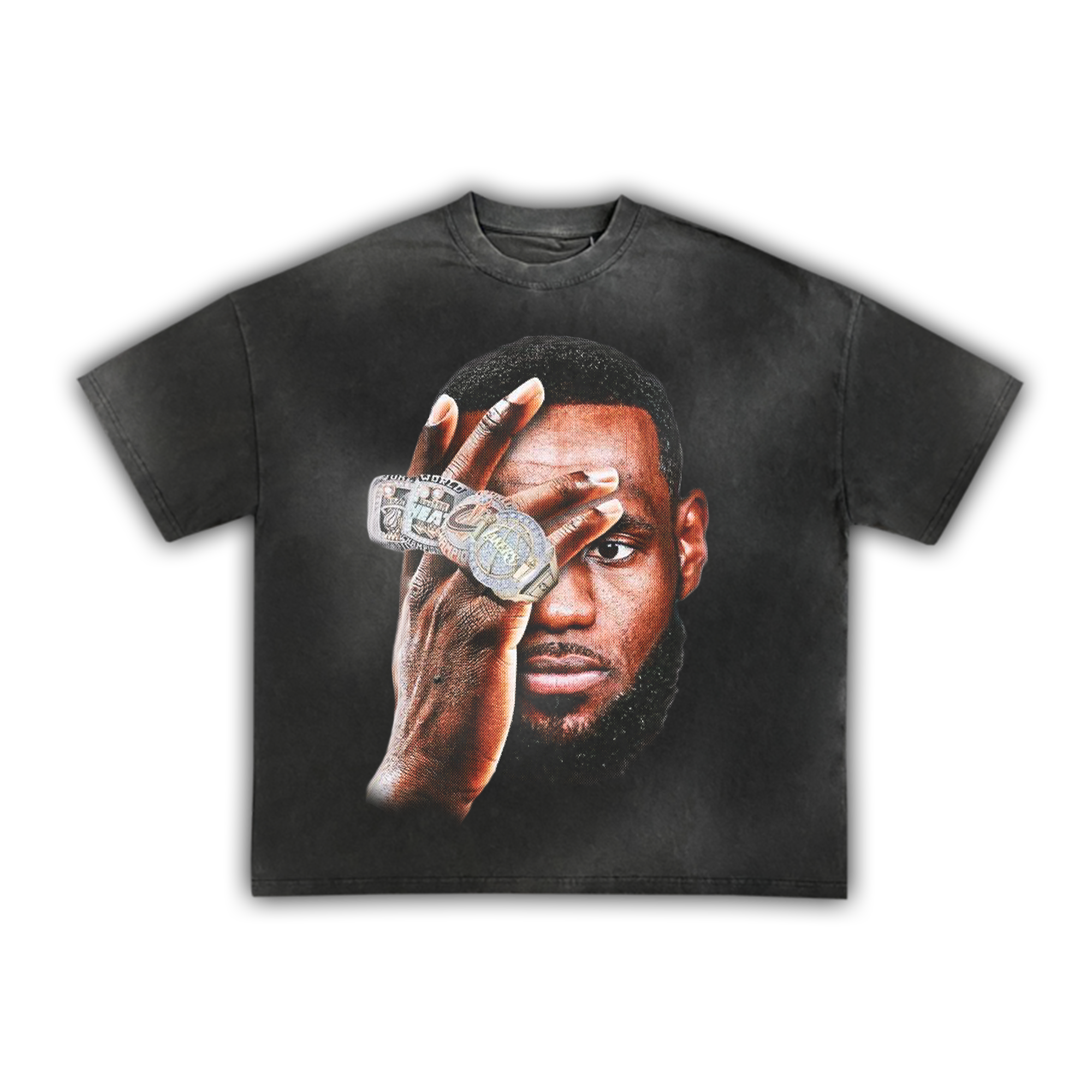 DISTRESSED WASHED "BRON" TEE + BACK PRINT