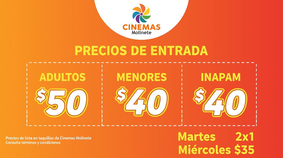 Precios generales Cinemas Molinete