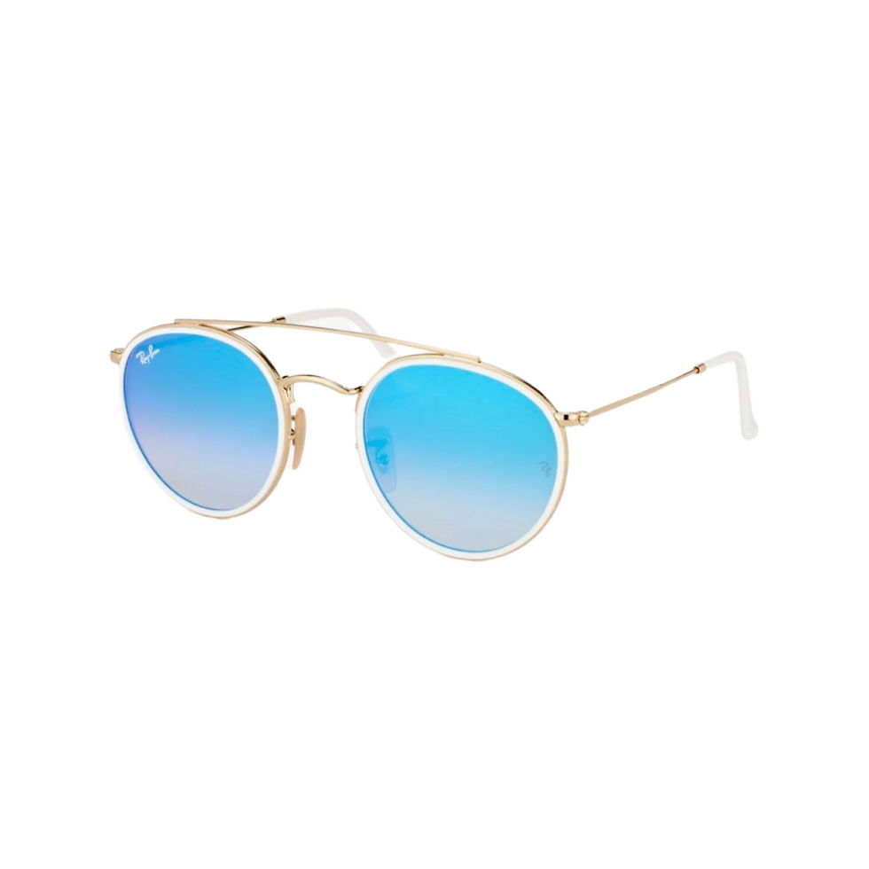 Ray-Ban Round Double Bridge (Blue Mirror/Gold/White)