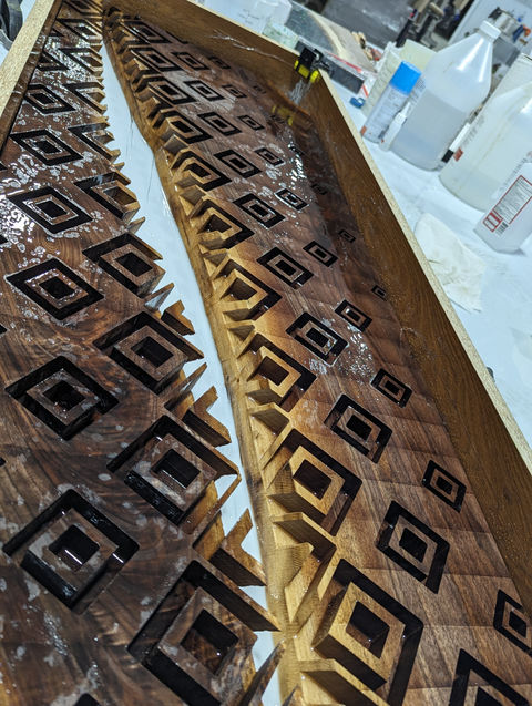 cnc designed geometric pattern resin seal