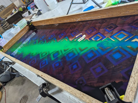 neon epoxy resin pour on cnc design table