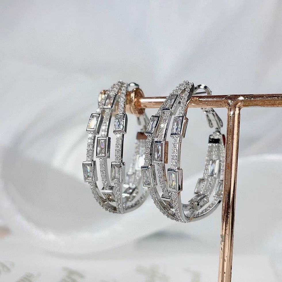 Thumbnail: Rectangular Crystal Hoop Earring
