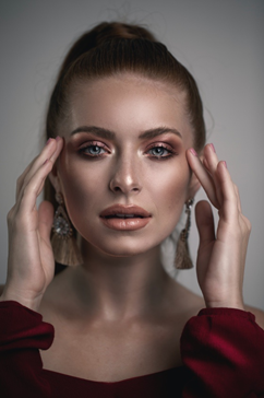 A woman with a square face