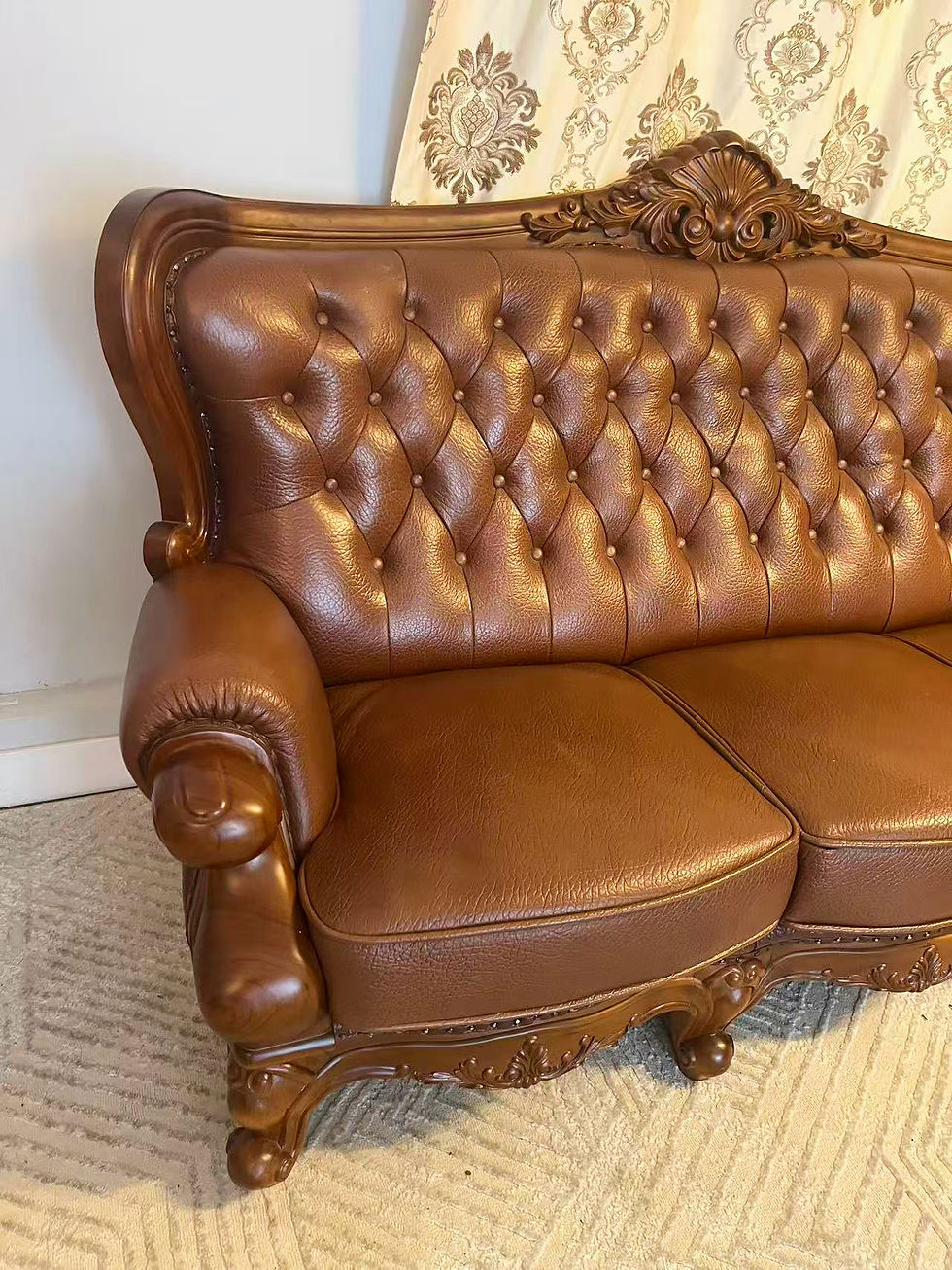 Thumbnail: Luxury Genuine Leather Sofa Set (3 pcs)  – Like New!