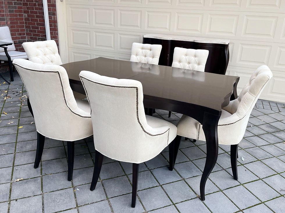 Thumbnail: Like new dining table with extension boards and chairs
