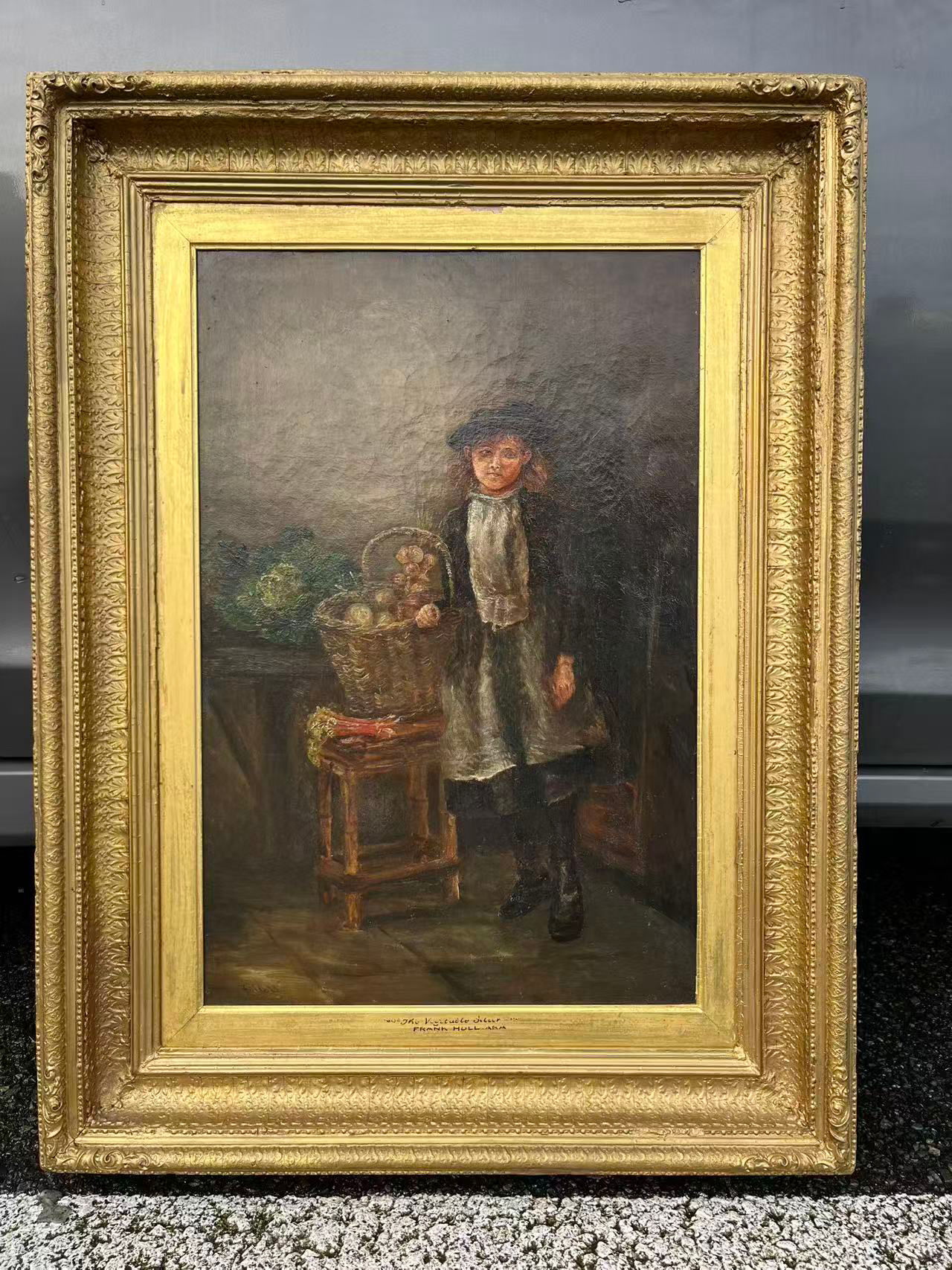 Antique Oil Painting Signed “Frank Holl” – Framed – 33.5” x 25.5”