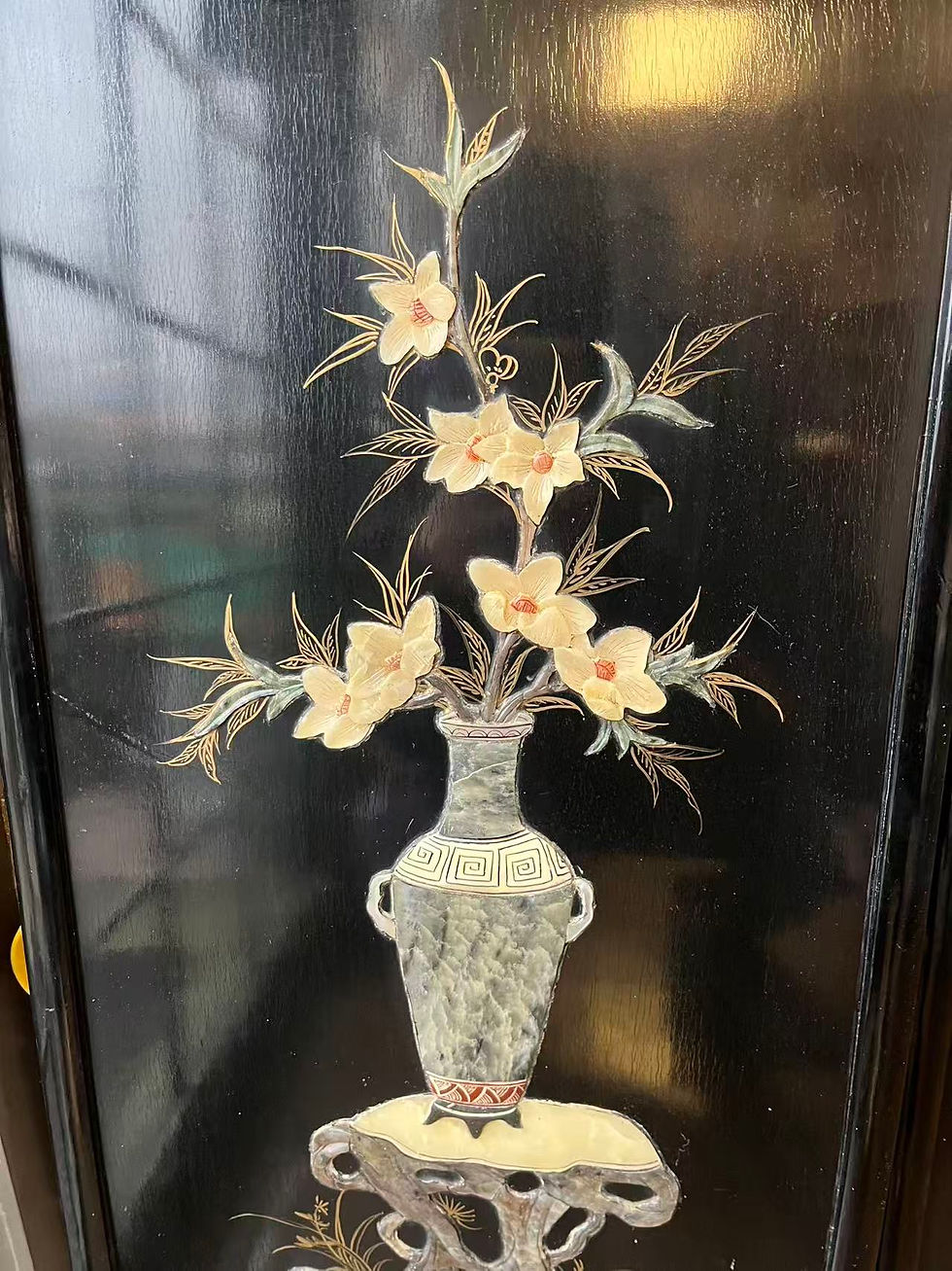 Thumbnail: Elegant Chinese Wall Art Panels – Inlaid Jade, Shoushan Stone, and More