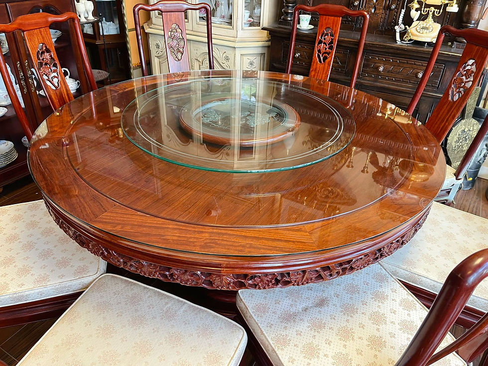 Thumbnail: Like New oriental rosewood dining table set  