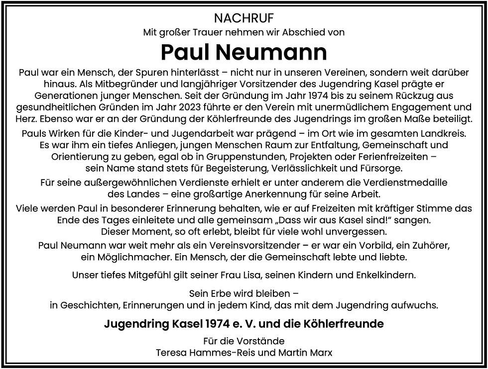 Trauer um Paul Neumann