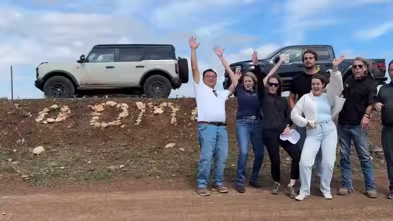 Team Domo cheering on Ford Bronco and OnX partnership