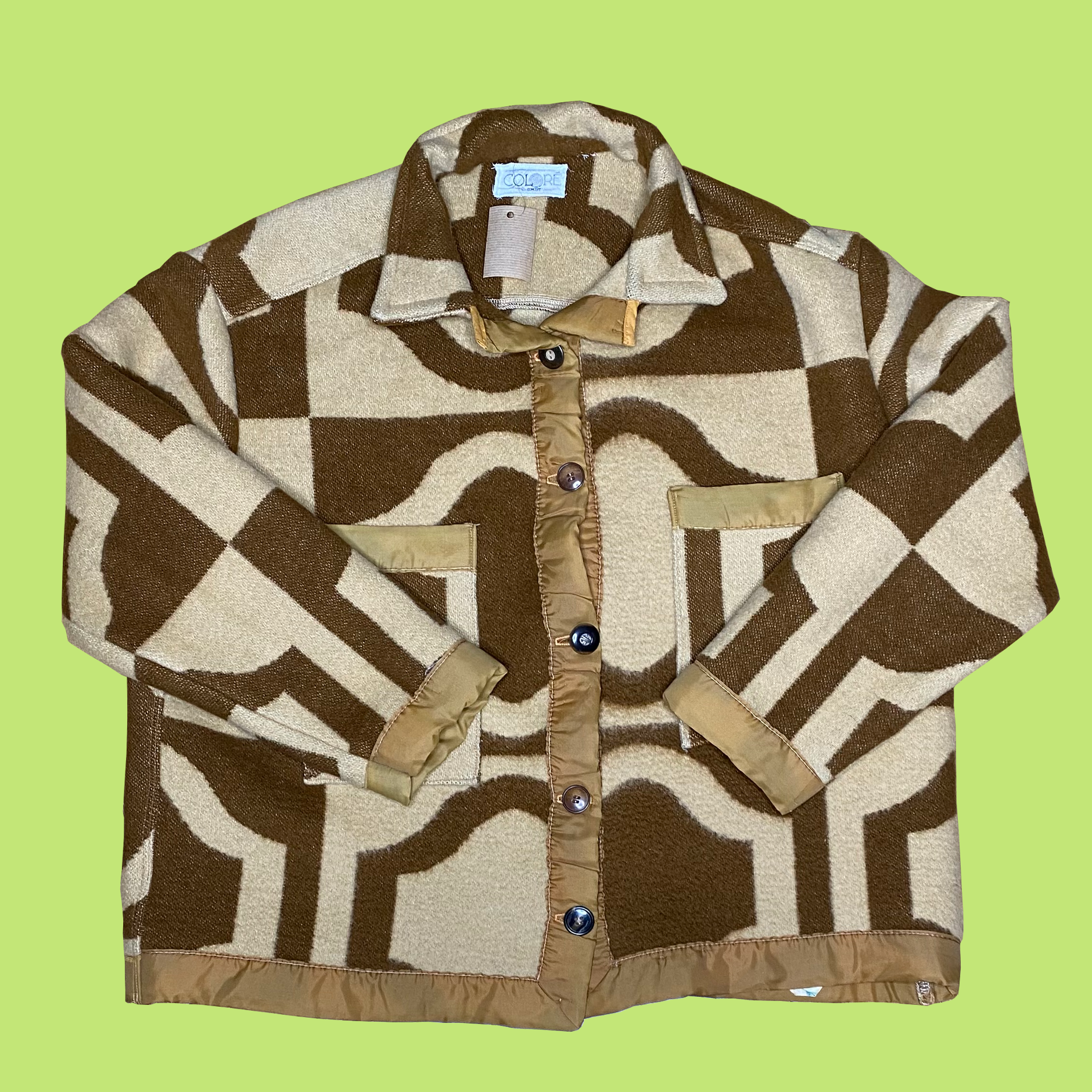 Veste Marron Géométrique - Upcyclée