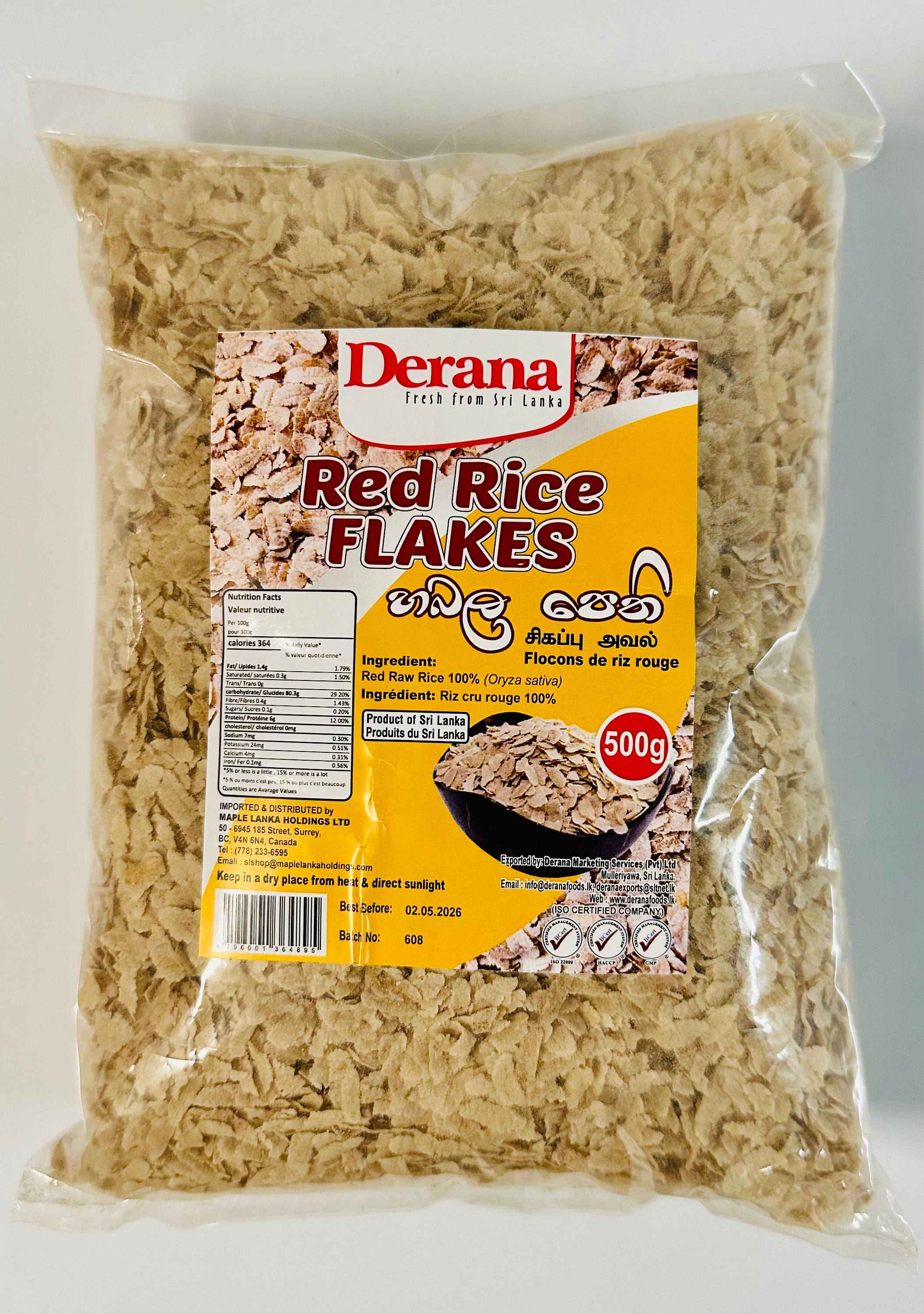 Red rice flakes - 500 g - Derana