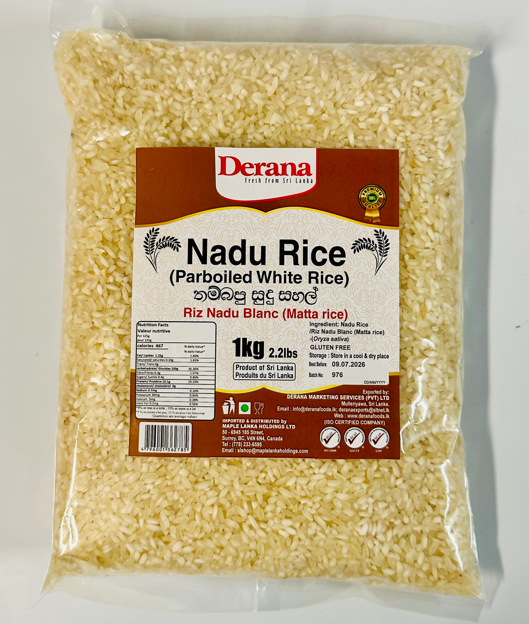 Nadu Rice white 1 kg - Derana