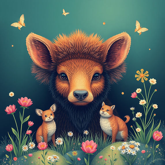 create a beautiful image of animals in the spring .jpg