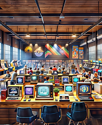 Far angle shot of the inside of an arcade store.