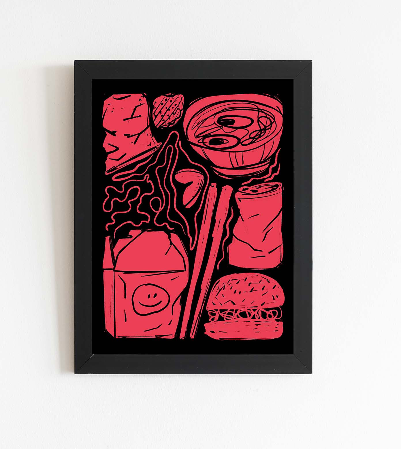 Composition in black and red