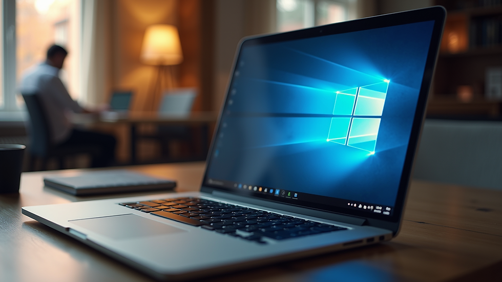 Eye-level view of a laptop screen showing a remote desktop session