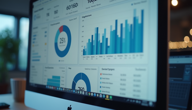 Eye-level view of a computer screen displaying HR analytics dashboard