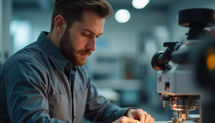 Eye-level view of a training room with an employee engaged in a hands-on workshop