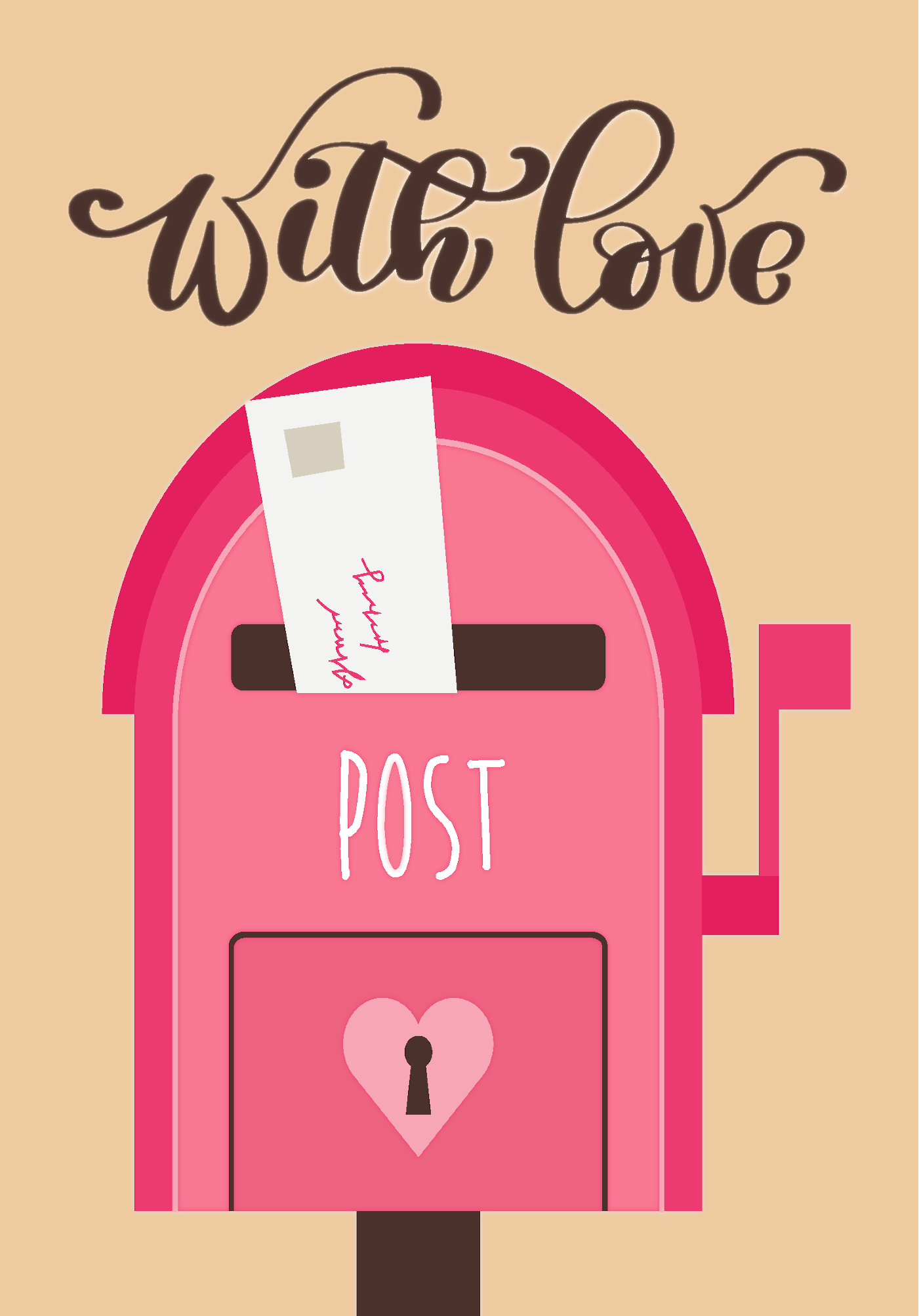 Postkarte - Briefkasten / Mit Liebe