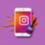 Artist paintbrush painting an instagram logo on a phone