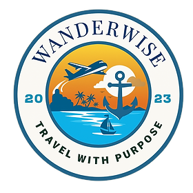 WanderWise travel agency logo, specializing in river cruises, expedition travel, and luxury rail journeys