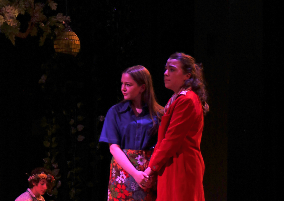 (L to R) Lou Abecassis as Ramia, Elinor Zugazagoitia as Larissa, Edie Roth as Phillida, Jo Hoagland as Gallathea