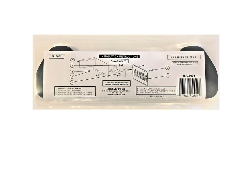 Thumbnail: SurePlate (TM) Trailer License Plate Holder Bracket - Economy EF16001 Packaged Back
