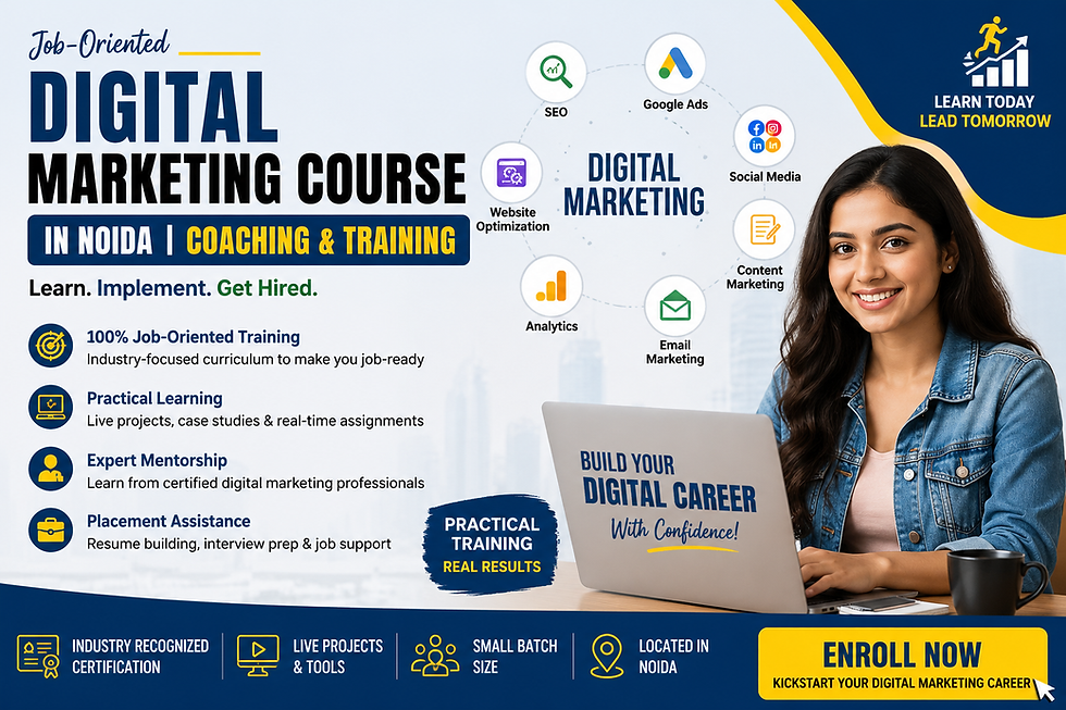 Join the Job-Oriented Digital Marketing Course in Noida at YRC Training Hub. Get practical training, live projects, certification, and placement support.