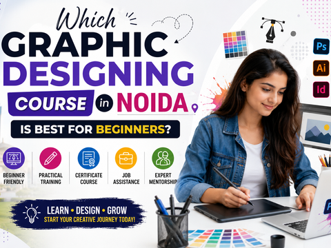 Students learning graphic designing at YRC Training Hub in Noida using Photoshop, Illustrator, Canva, Figma, and AI design tools through practical training and live projects.