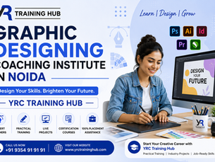 Student learning graphic design at YRC Training Hub, a leading Graphic Designing Coaching Institute in Noida, using Adobe Photoshop, Illustrator, and InDesign with practical training, live projects, certification, and placement assistance.