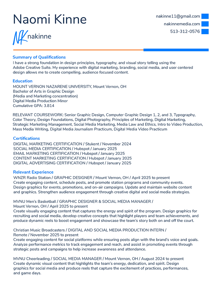 Naomi Kinne Resume
