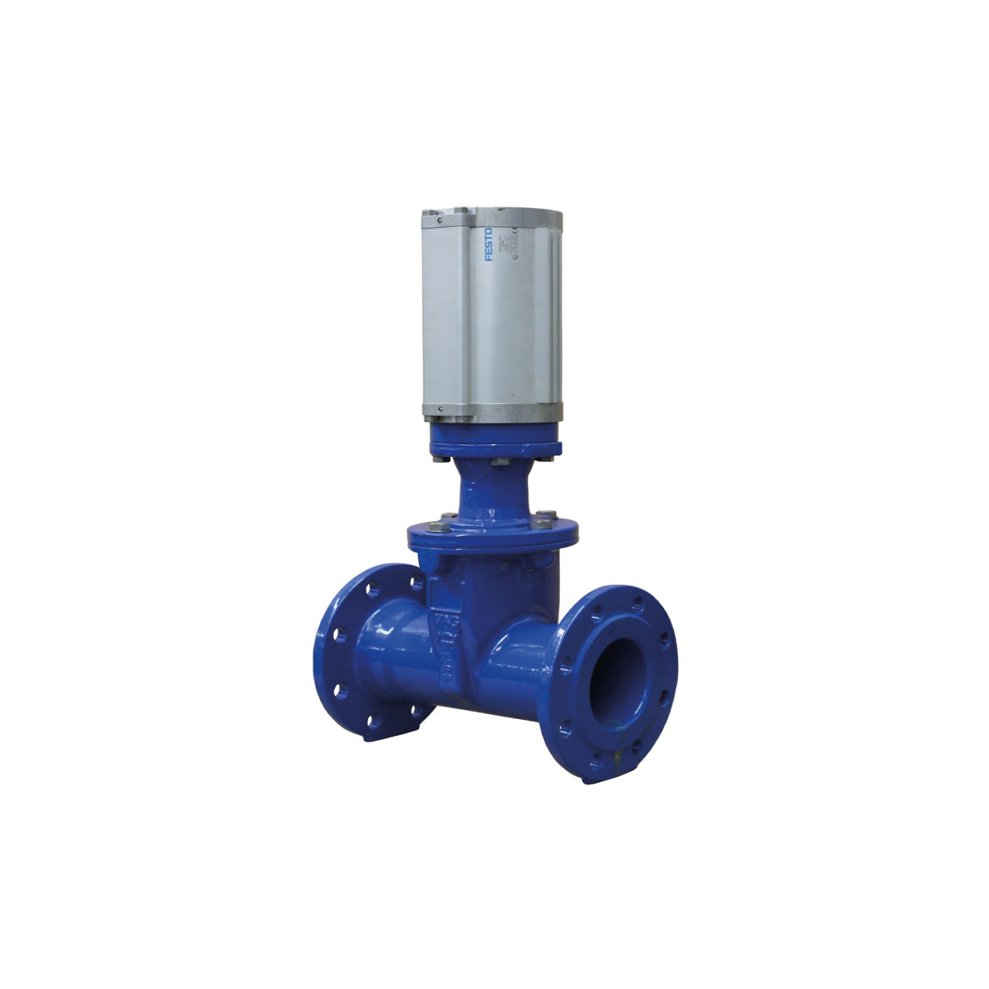 VAG EKO®plus - Válvula de compuerta con actuador neumático de longitud larga.