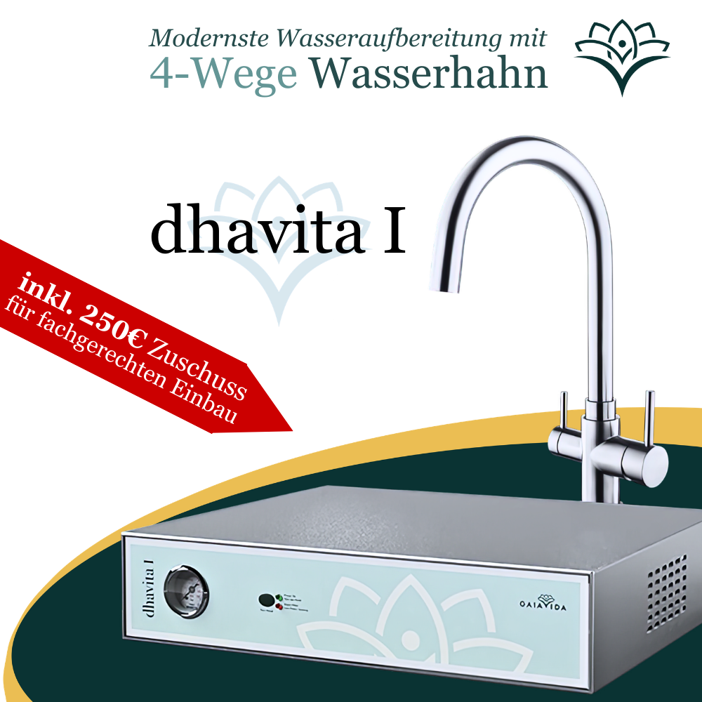dhavita I – Umkehrosmoseanlage mit 4-Wege Wasserhahn